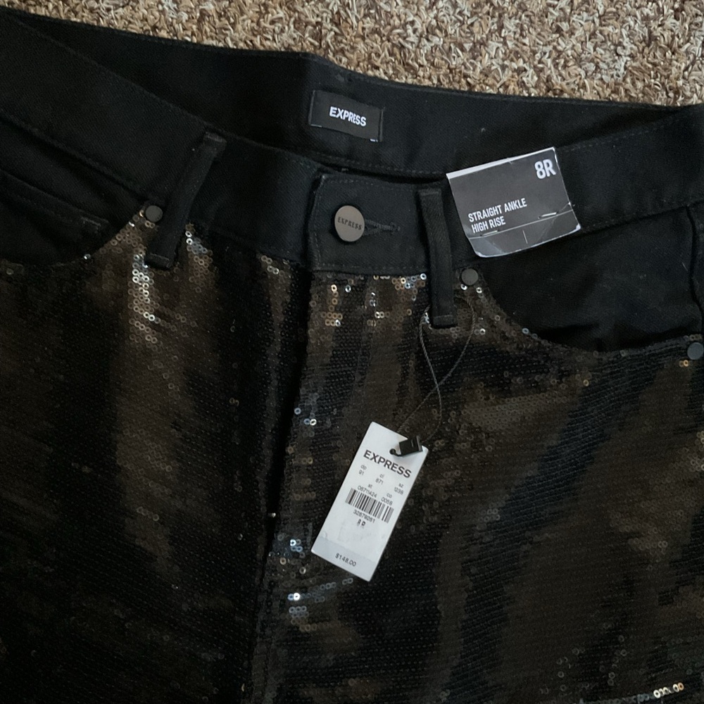 Express High-Rise Black Sequin Jeans - Picture 6 of 13